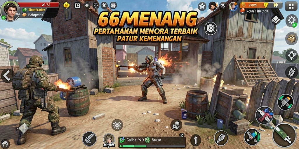 Gameplay seru dalam 66MENANG Tower Defense.