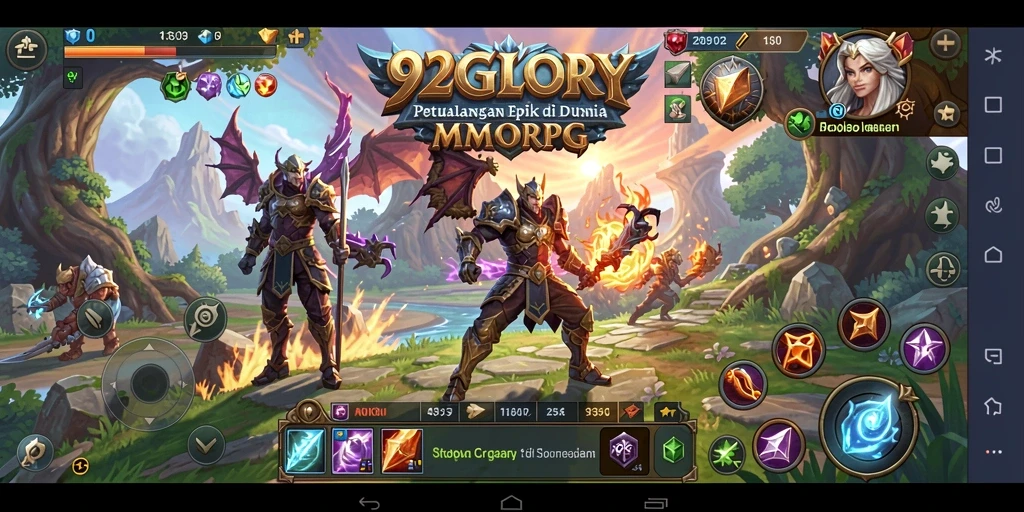 Screenshot gameplay <strong>92GLORY</strong> menampilkan pertarungan epik di dunia MMORPG.