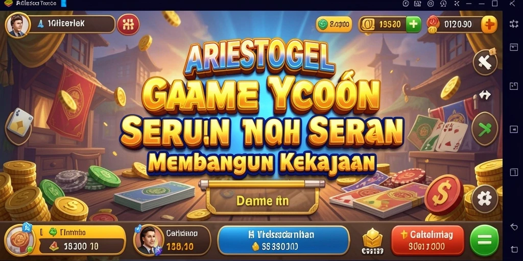 Tampilan gameplay menarik dalam ARIESTOGEL, memperlihatkan pengelolaan bisnis yang seru.