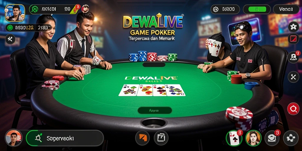 Tampilan menarik dari gameplay DEWALIVE Poker yang seru.