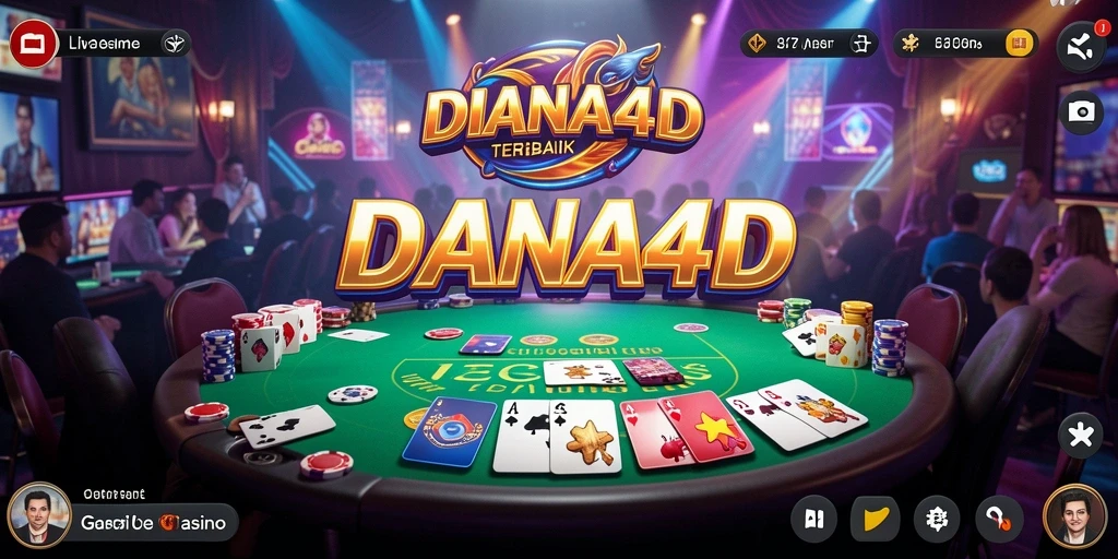 Screenshot gameplay DIANA4D menunjukkan dealer yang ramah dan suasana kasino yang mendebarkan.