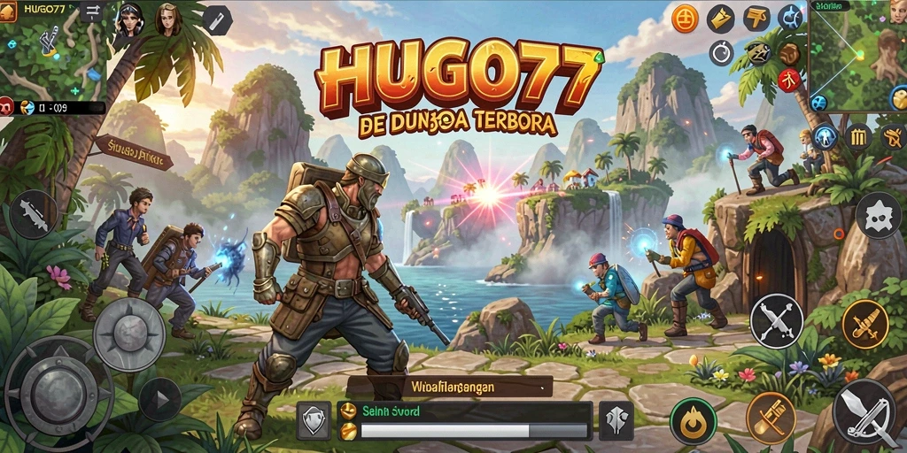 Tangkapan layar gameplay HUGO77 menunjukkan petualangan seru di dunia terbuka.