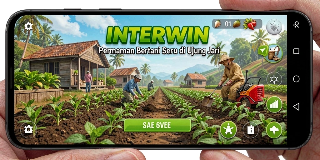 Screenshot gameplay INTERWIN yang menampilkan aktivitas bertani.