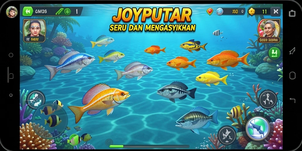 Gameplay menembak ikan yang seru dan menantang di JOYPUTAR.
