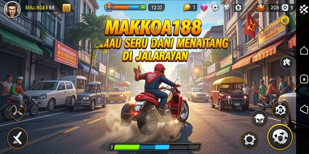Screenshot gameplay MAHKOTA188 menampilkan aksi balap yang mendebarkan dan trek yang menantang.