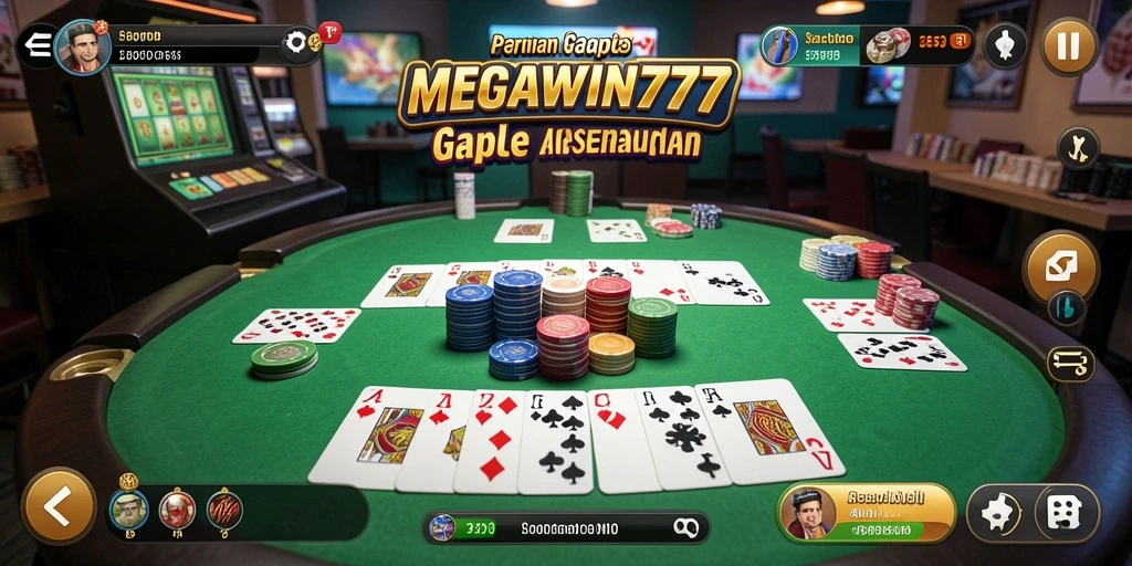 Tampilan gameplay seru MEGAWIN777 dalam permainan Gaple.