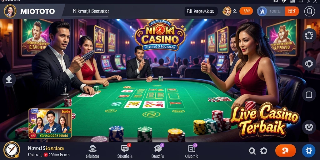 Screenshot utama MIOTOTO menampilkan gameplay Live Casino yang seru.