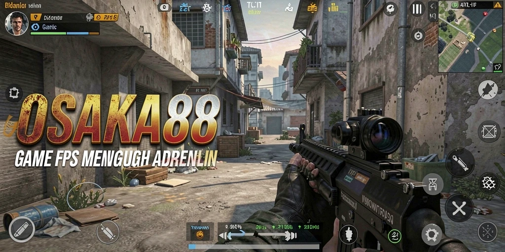 Tangkapan layar gameplay OSAKA88 dengan aksi menembak yang mendebarkan.