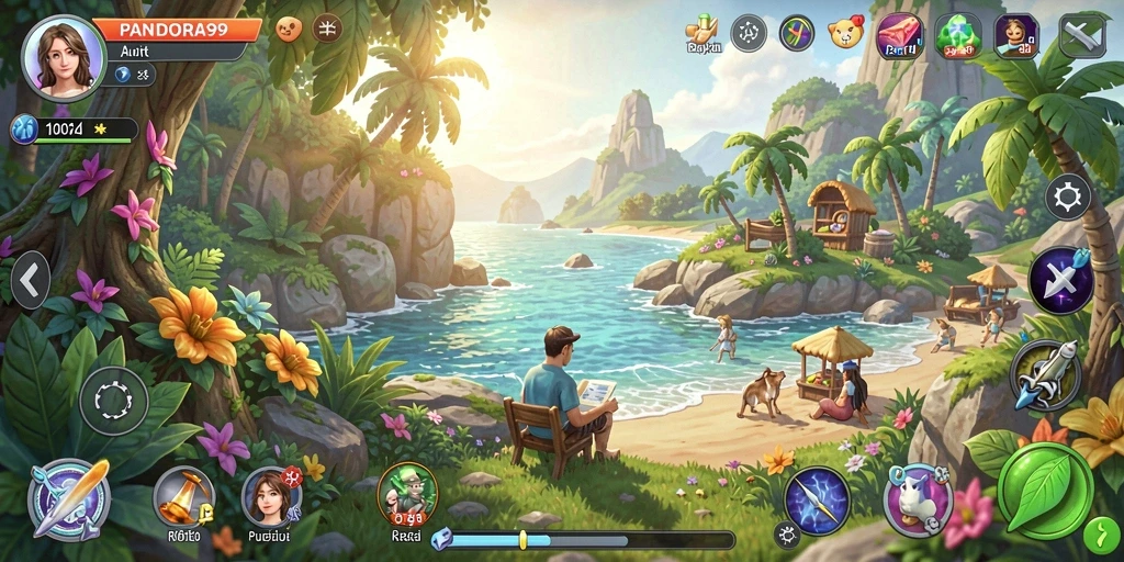 Tangkapan layar dari gameplay PANDORA99 yang menyenangkan dan santai.