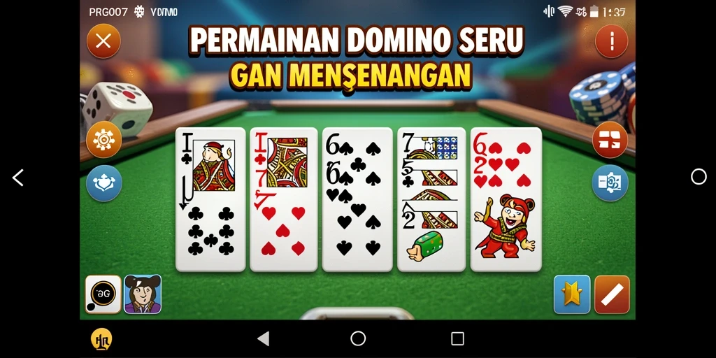 Screenshot gameplay seru dari PRG007 yang menunjukkan pertandingan Domino.