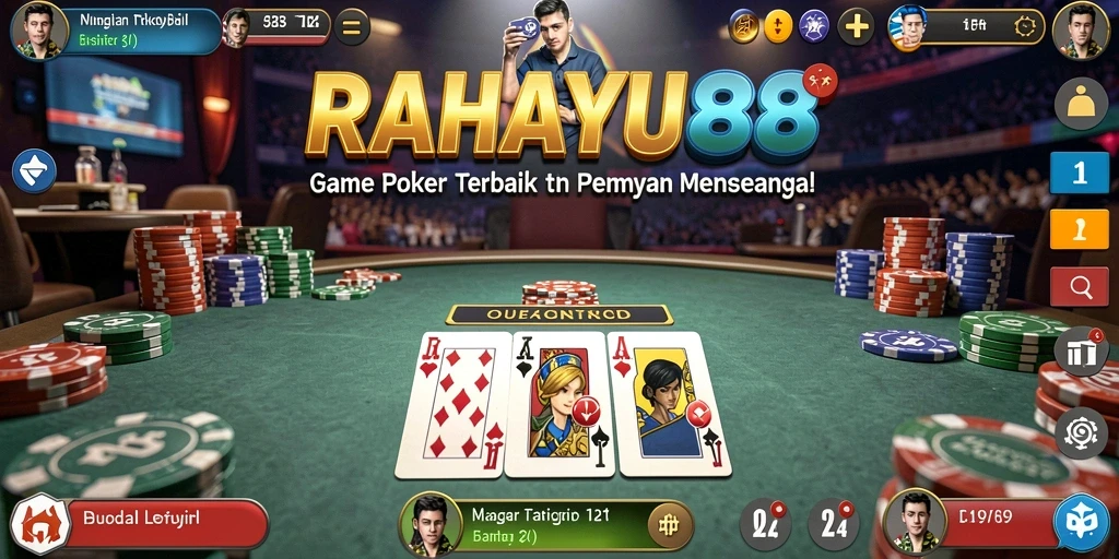 Tampilan layar bermain RAHAYU88 dengan aksi poker yang mendebarkan.