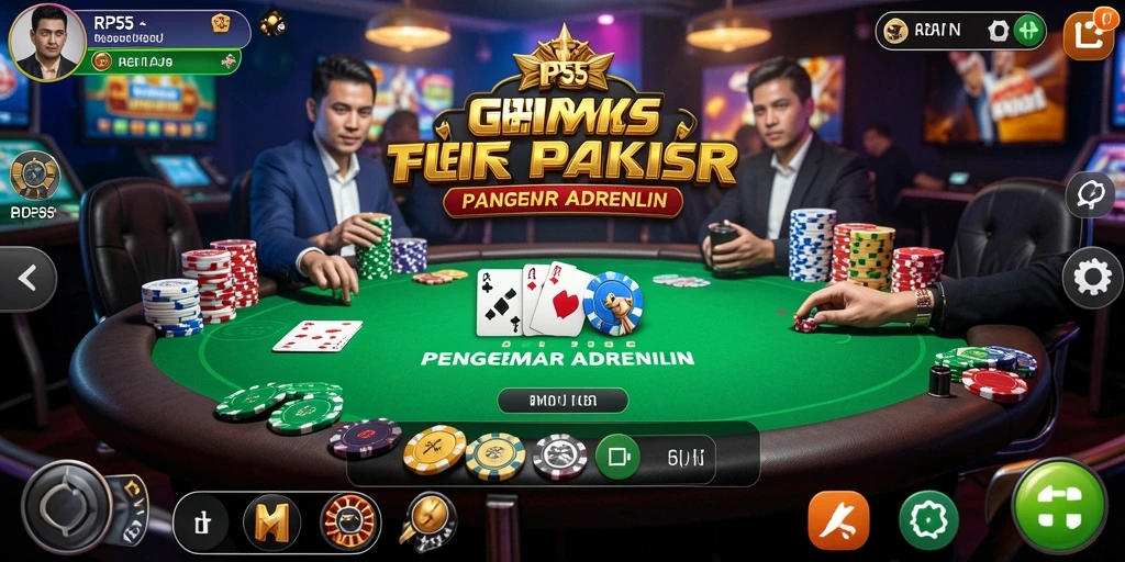 Tampilan gameplay Poker seru di RP55, menantang dan mendebarkan.
