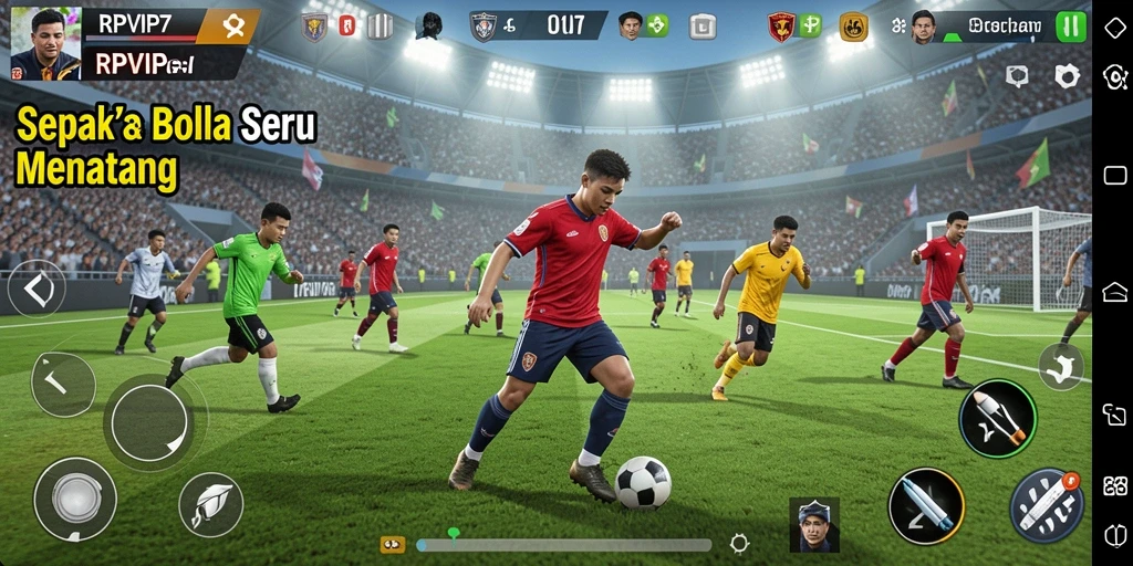 Tampilan menarik dari pertandingan sepak bola seru di RPVIP7.