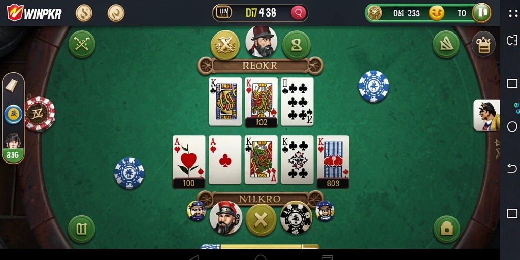 Tampilan gameplay seru di WINPKR dengan pemain yang beradu strategi Domino.