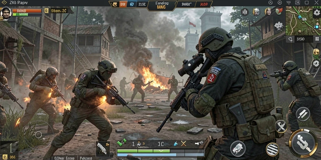 Tampilan menarik dari gameplay strategi ZK6 dengan unit dan peta yang bervariasi.
